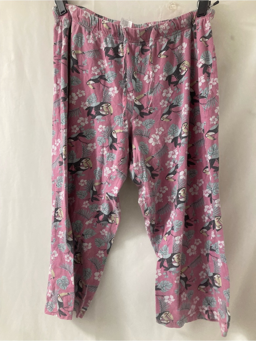LOVER Pink Tropical Toucan Print Pajama Pants Medium